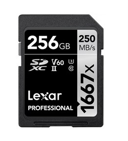Lexar 256 GB 1667x U3 V60 4K SD Hafıza Kartı (250 mb/s)