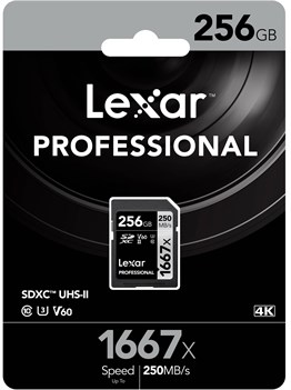 Lexar 256 GB 1667x U3 V60 4K SD Hafıza Kartı (250 mb/s)