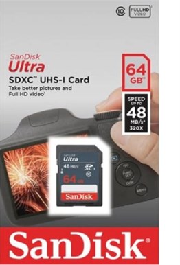 Sandisk 64 Gb Ultra Sdxc C10 48Mb/S Hafıza Kartı